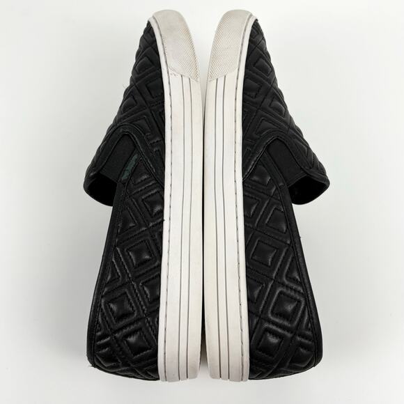 Tory Burch Jesse Quilted Leather Slip On Sneaker Black Size 10 Loafer Flats Logo - Picture 13 of 16